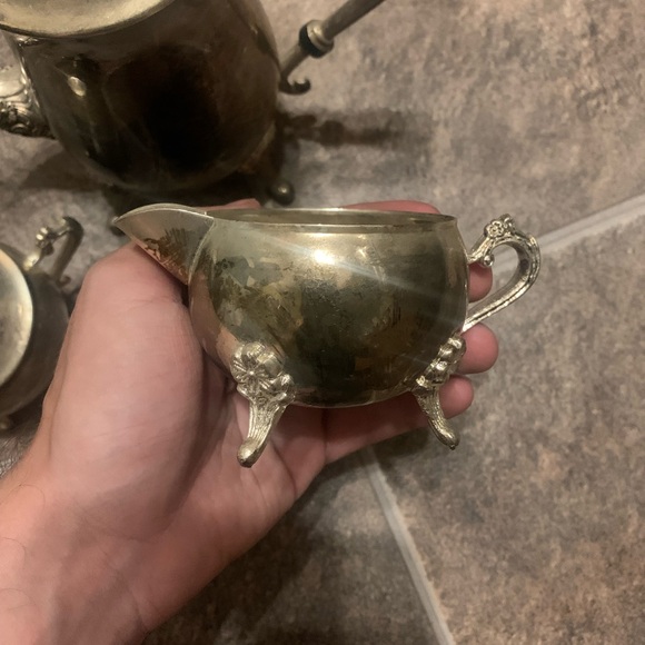 3 piece Vintage Tea Coffee Silverplated Victorian Rose Wm Rogers Creamer Sugar - Picture 8 of 11